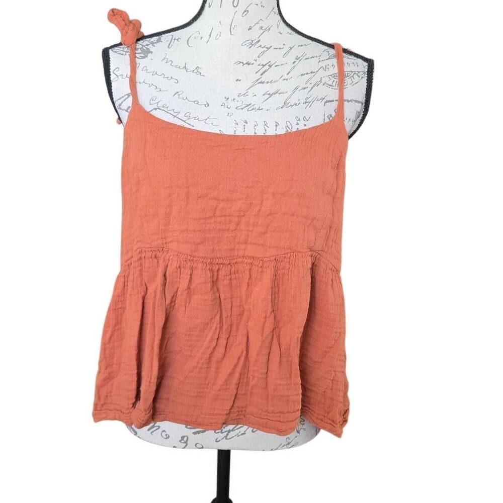Old Navy Women's Size Medium Terracotta Orange Tie Shoulder Boho Tank Top